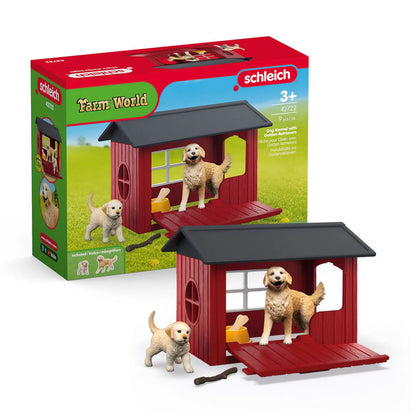 Dog Kennel with Golden Retrievers