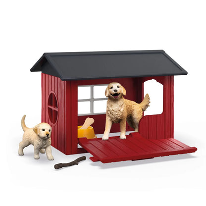 Dog Kennel with Golden Retrievers