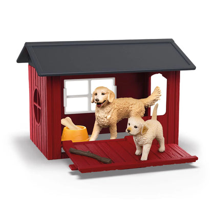 Dog Kennel with Golden Retrievers