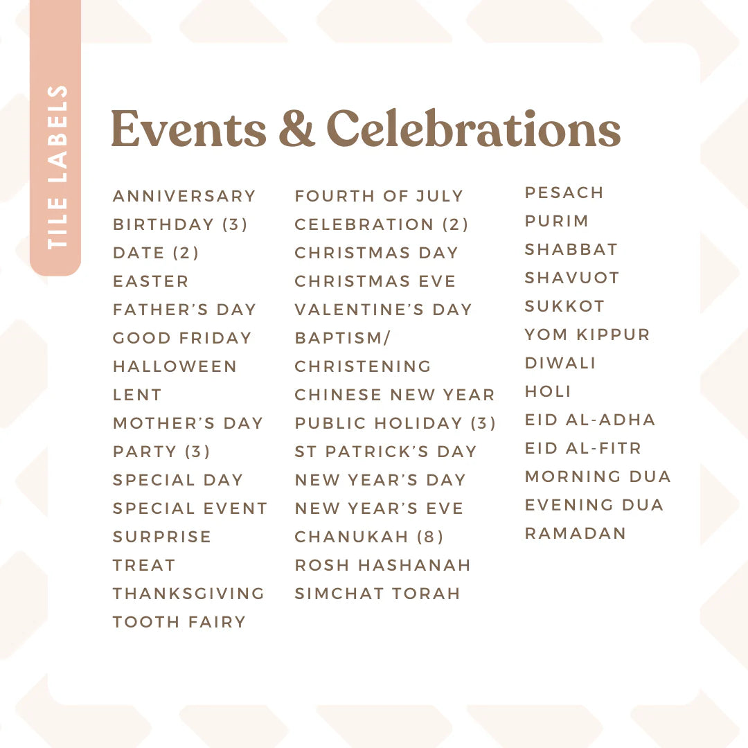 Tile Labels - Events and Celebrations