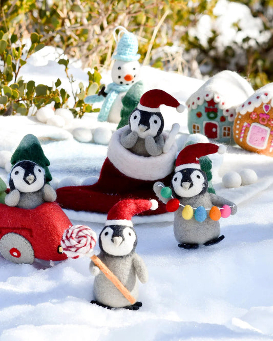 Felt Penguin in Car with Christmas Tree