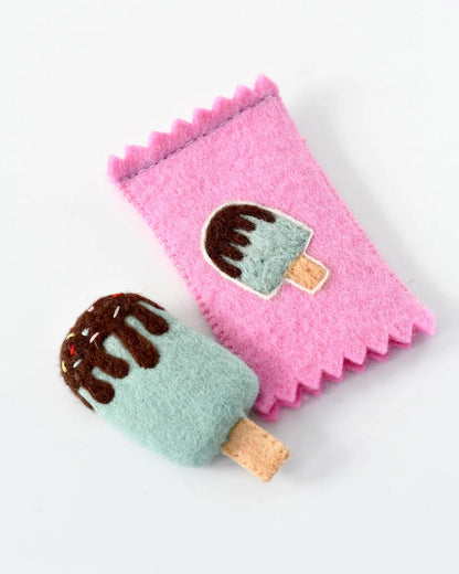 Felt Mint Ice Cream Popsicle Toy with Wrapper