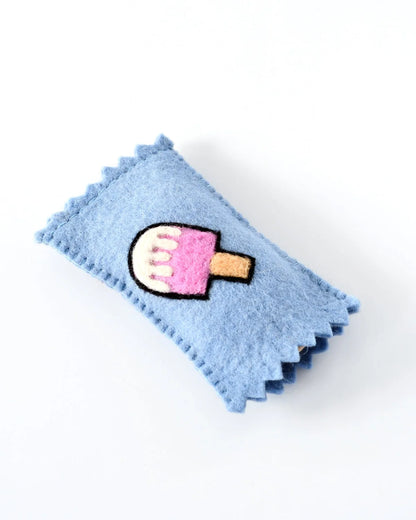 Felt Strawberry Ice Cream Popsicle Toy with Wrapper