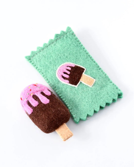 Felt Chocolate Ice Cream Popsicle Toy with Wrapper
