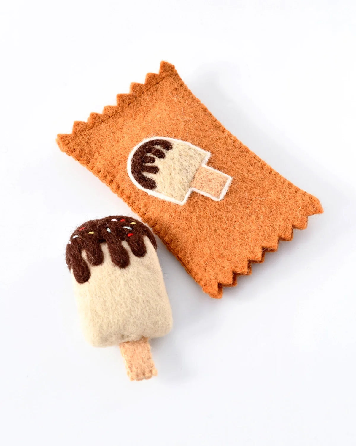 Felt Vanilla Ice Cream Popsicle Toy with Wrapper