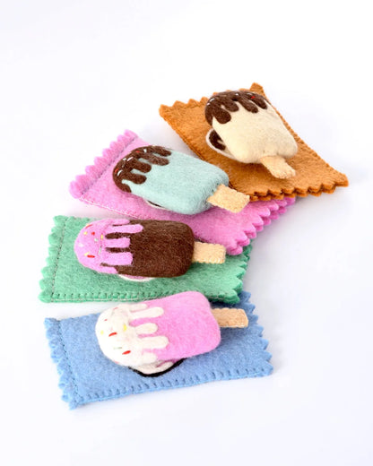 Felt Strawberry Ice Cream Popsicle Toy with Wrapper