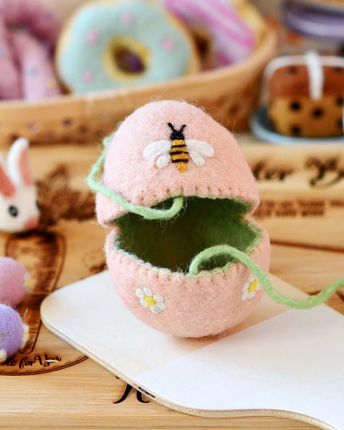 Felt Egg Cover - Peach Bee
