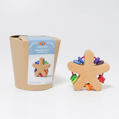 Grimm’s Rattle - Rainbow Star with Beads