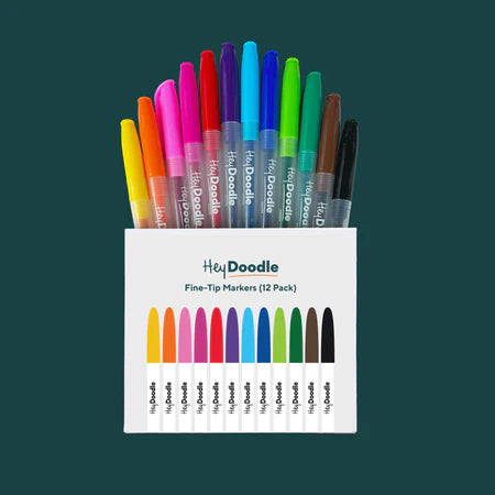 Hey Doodle Markers - Set of 12 - Fine Tip