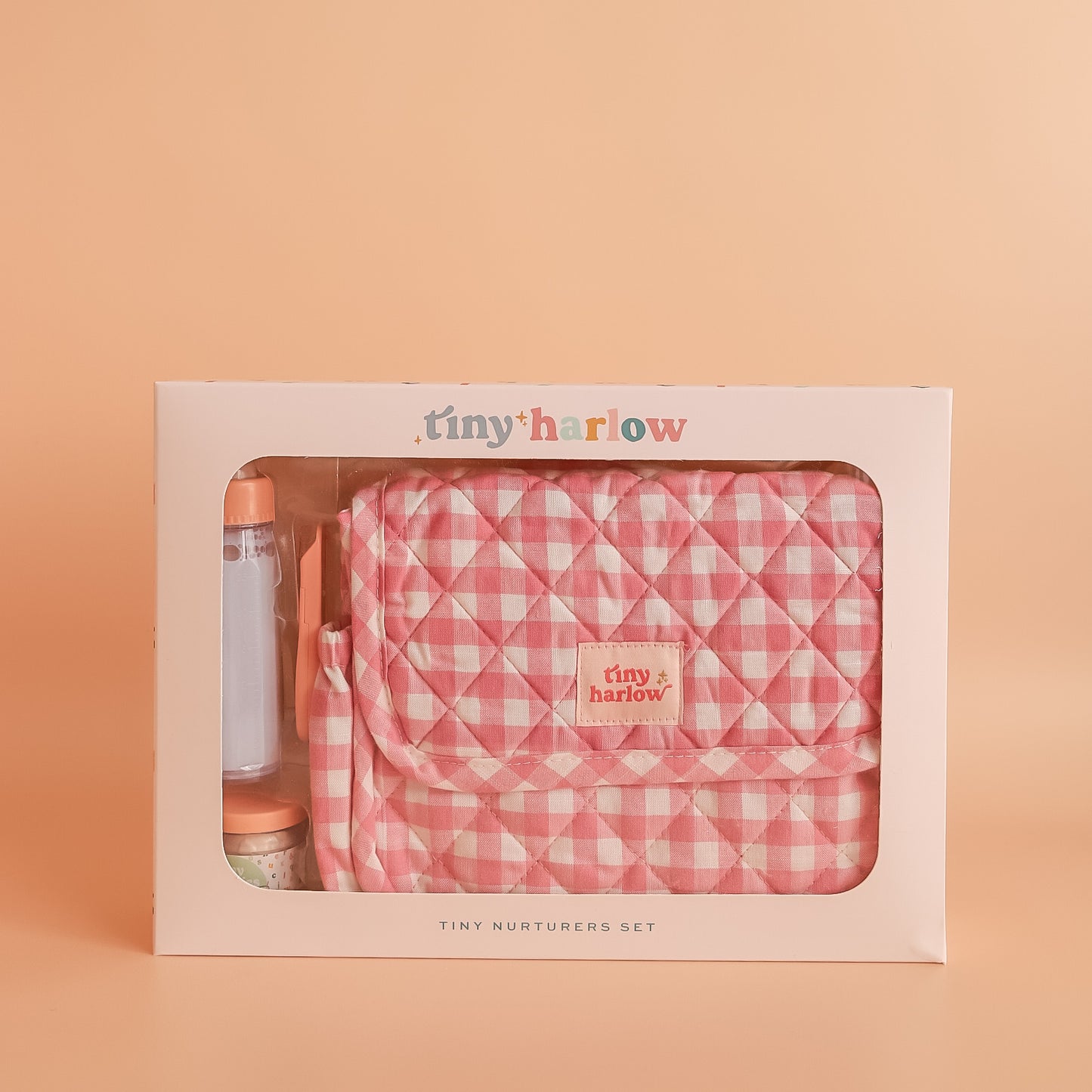 Tiny Nurturers Doll's Nappy Bag and Set - Pink Gingham