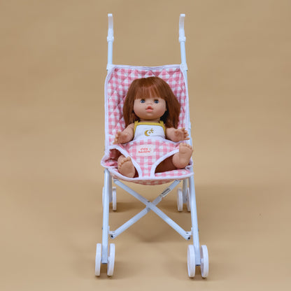 Folding Dolls Stroller - Pink Gingham