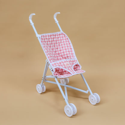 Folding Dolls Stroller - Pink Gingham