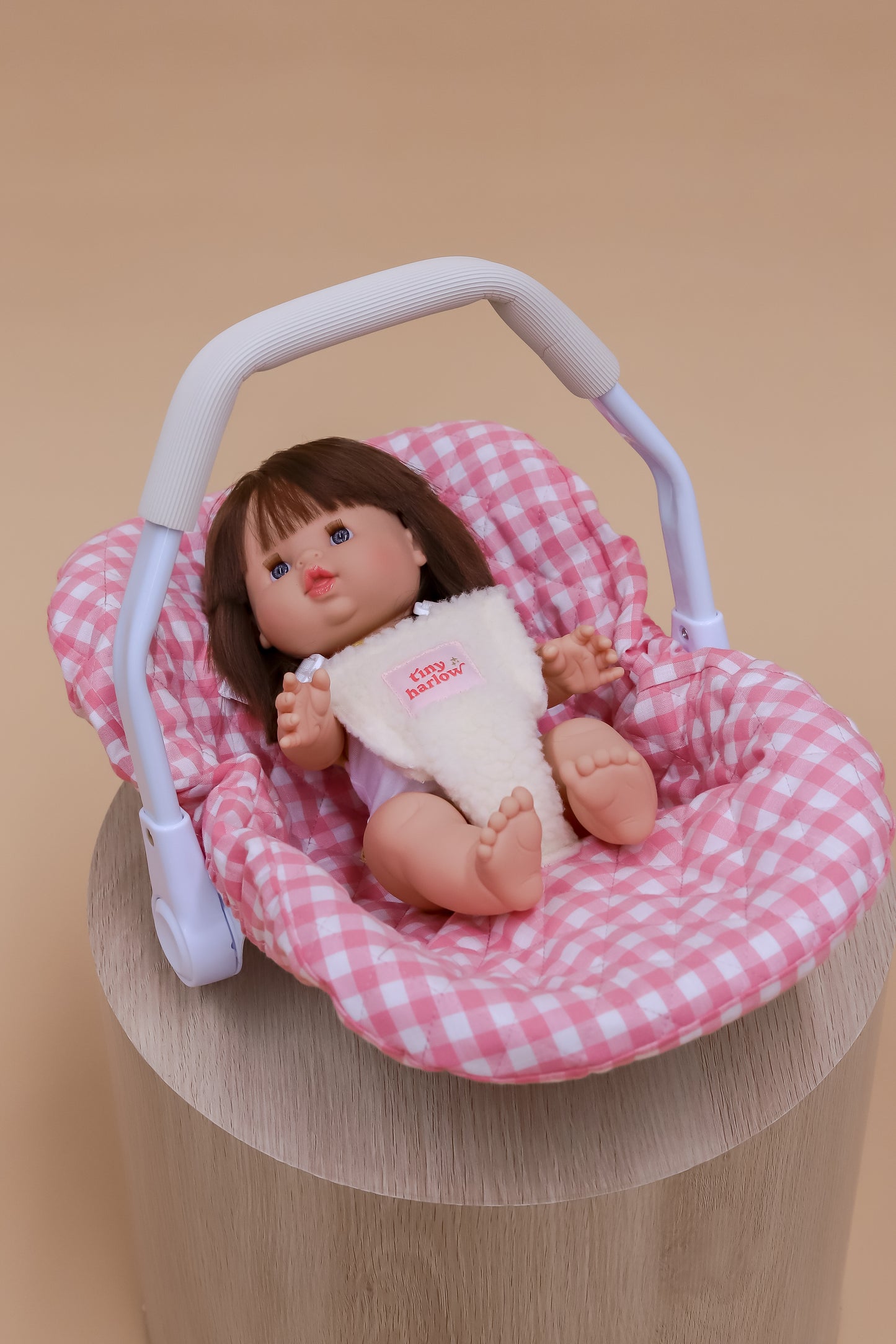 Doll's Car Seat Capsule - Pink Gingham