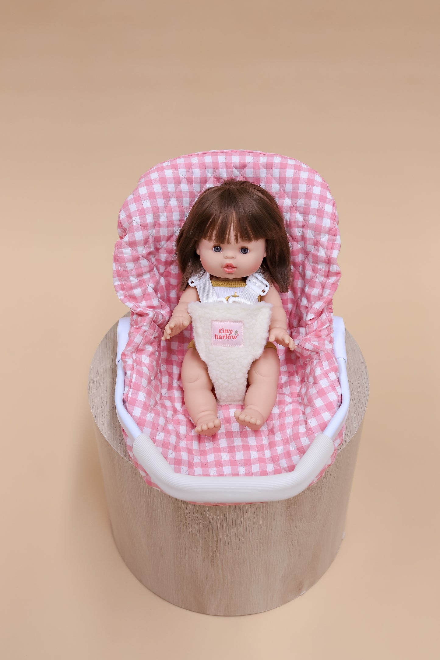 Doll's Car Seat Capsule - Pink Gingham