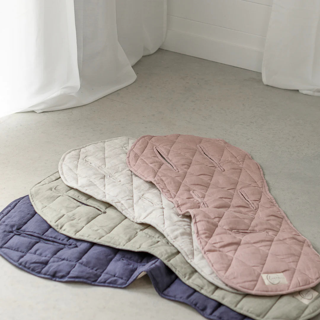 Linen Pram Liner - Dusty Rose and Gingham