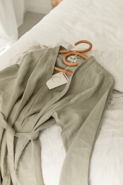 French Linen Robe - Soft Sage