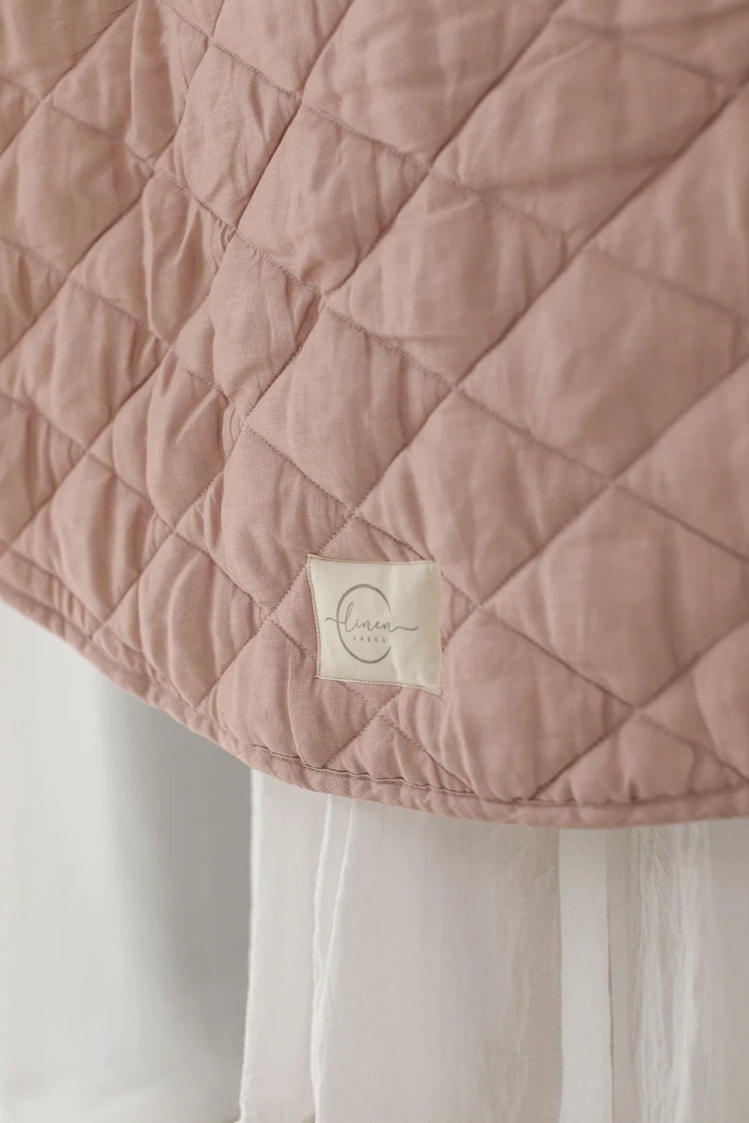 Linen Play Mat - Dusty Rose and Gingham