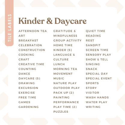 Tile Labels - Kinder and Day Care