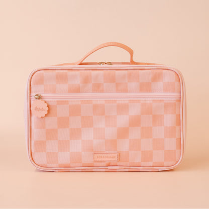 Large Lunch Bag - Peach Check