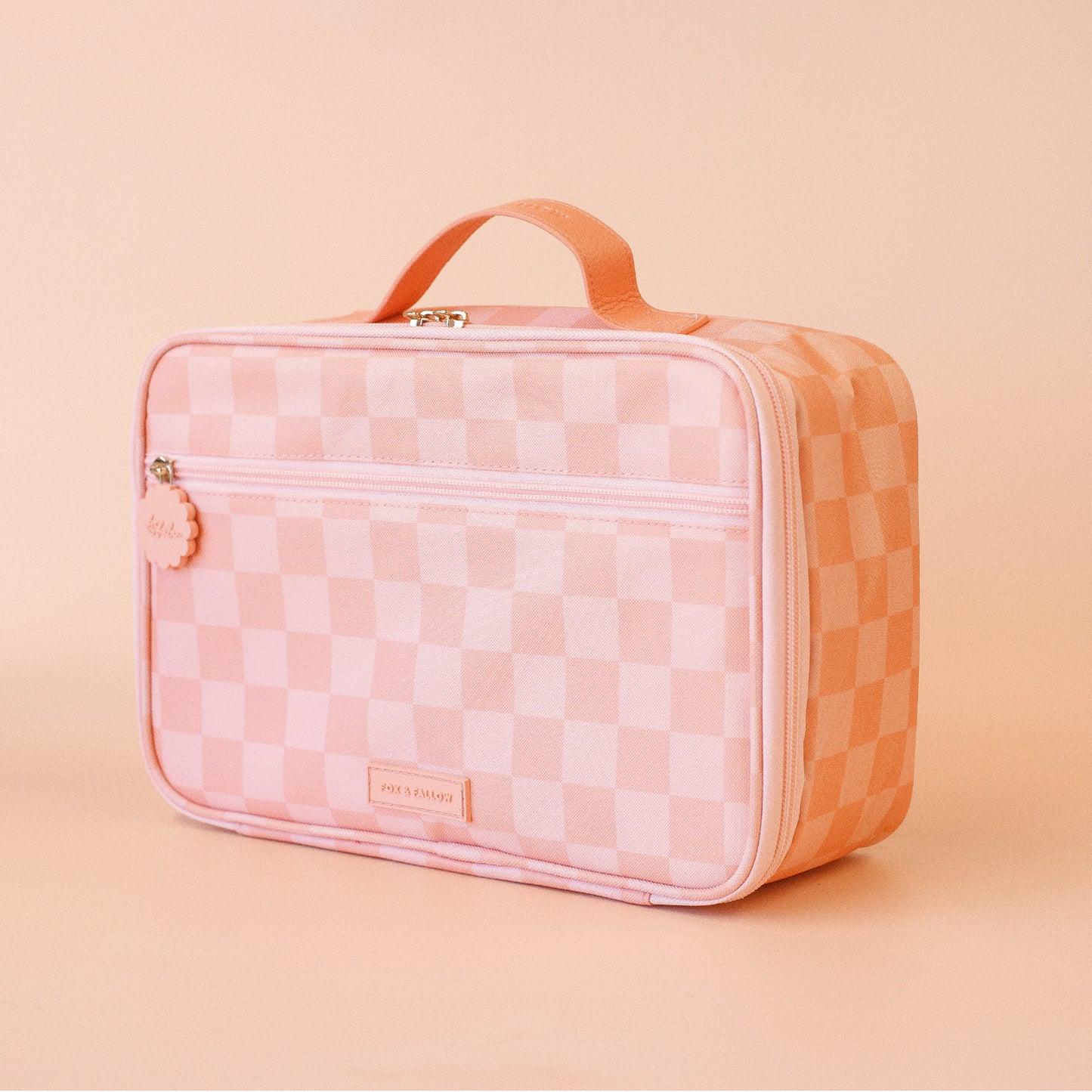 Large Lunch Bag - Peach Check