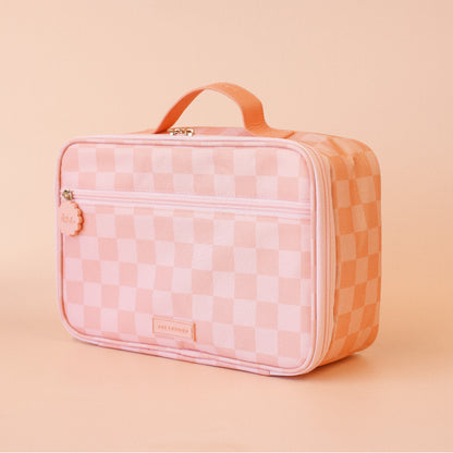 Large Lunch Bag - Peach Check