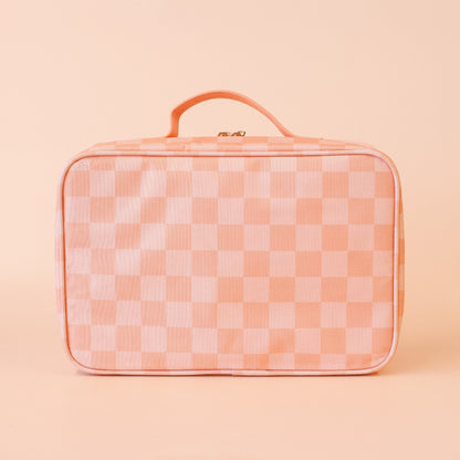 Large Lunch Bag - Peach Check