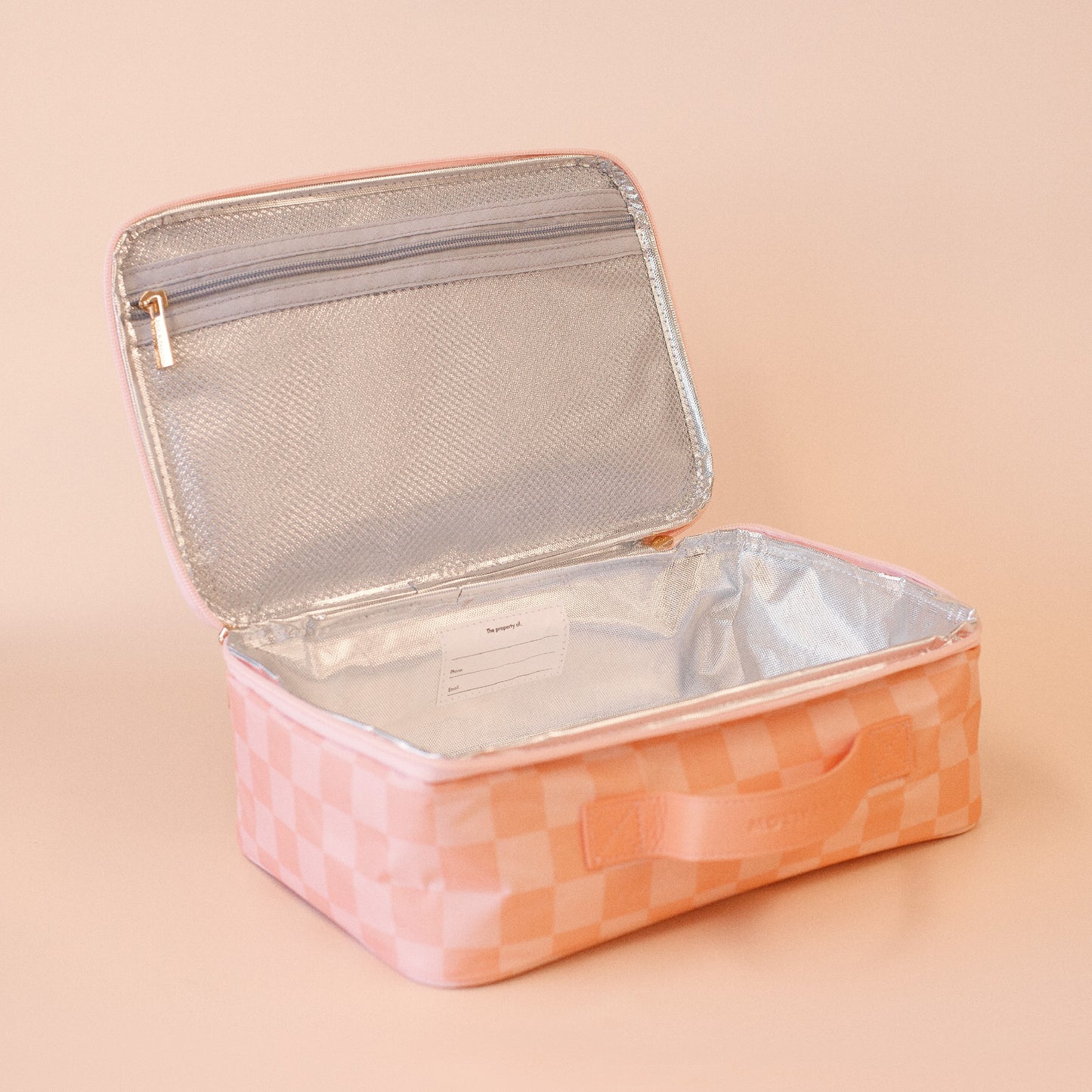 Large Lunch Bag - Peach Check
