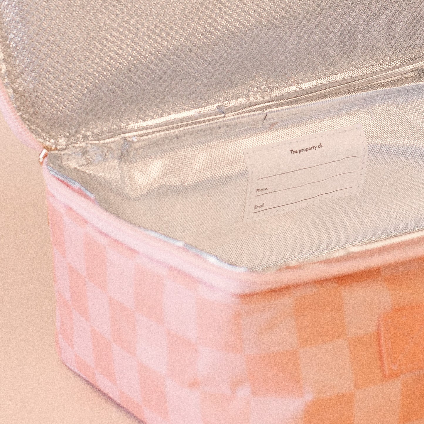 Large Lunch Bag - Peach Check