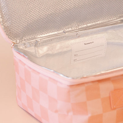 Large Lunch Bag - Peach Check