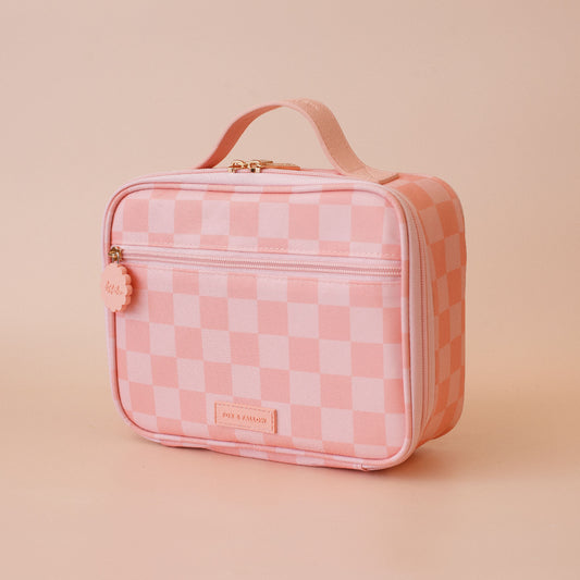 Mini Lunch Bag - Peach Check