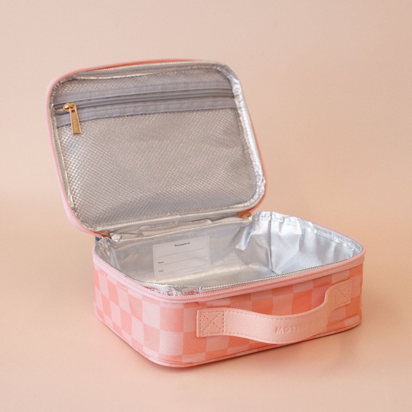 Mini Lunch Bag - Peach Check