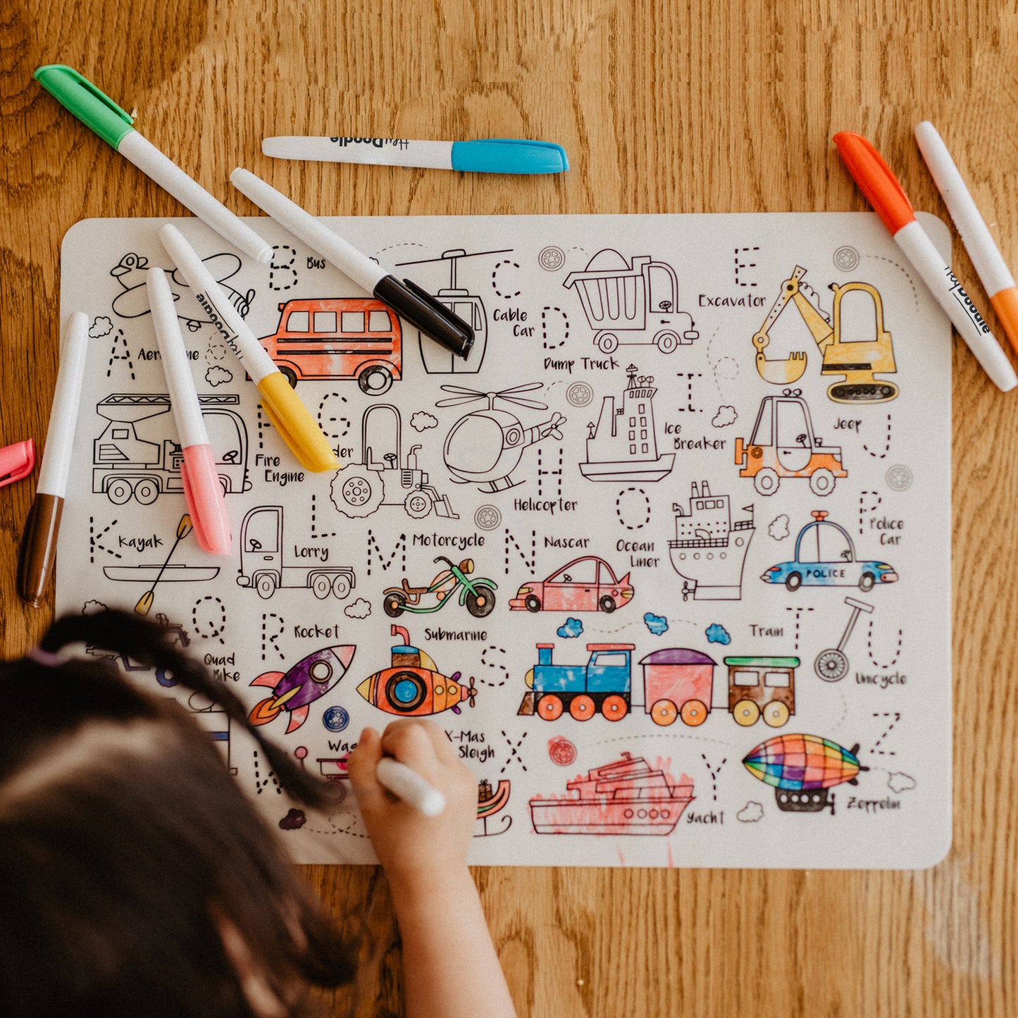 Wipeable Colouring In - Toot Toot Honk
