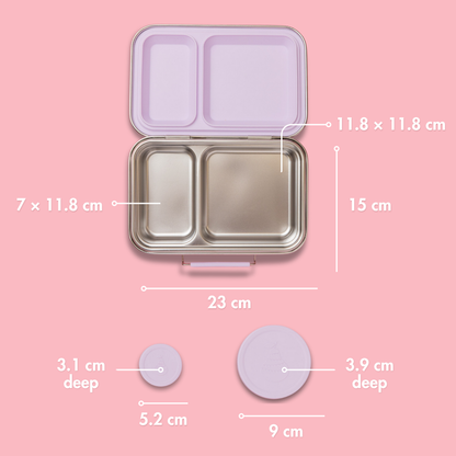 Two Compartment Leak Proof Stainless Steel Lunchbox - Lilac