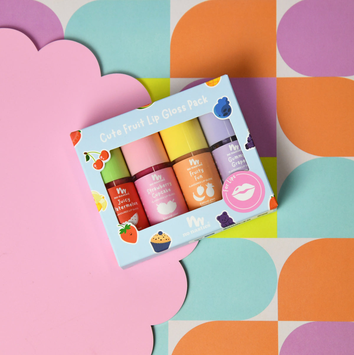 Scented Natural Lip Gloss Gift Set - Set of 4 - Cute Fruit