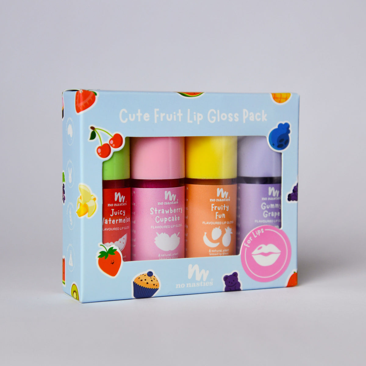 Scented Natural Lip Gloss Gift Set - Set of 4 - Cute Fruit