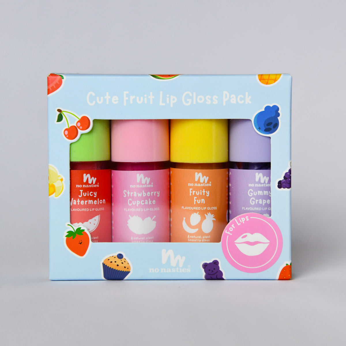 Scented Natural Lip Gloss Gift Set - Set of 4 - Cute Fruit