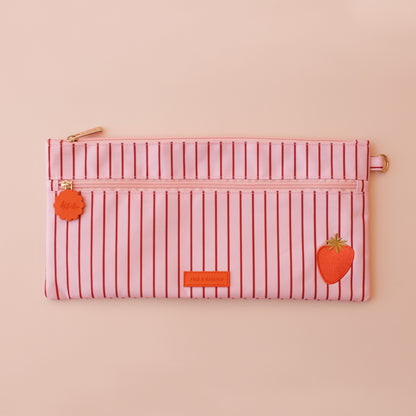 Large Pencil Case - Strawberry Stripe