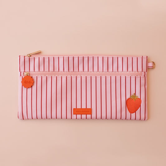 Large Pencil Case - Strawberry Stripe
