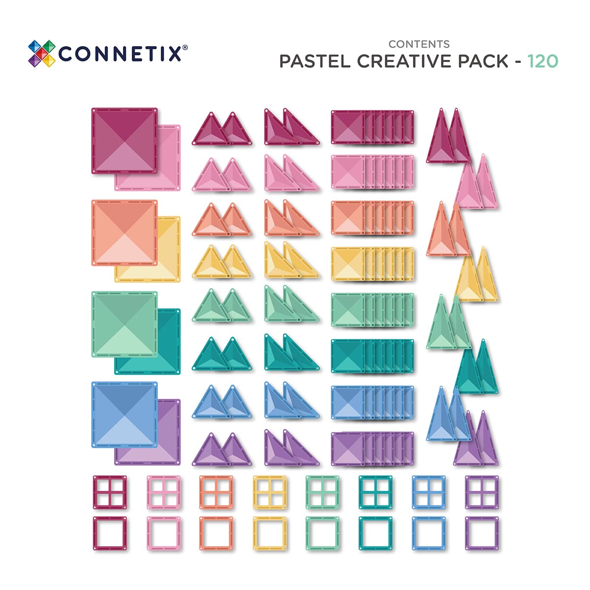 Magnetic Tiles - 120 pc Pastel Creative Pack