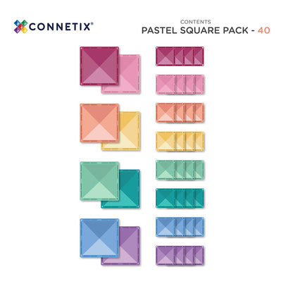 Magnetic Tiles - 40 pc Pastel Square Pack