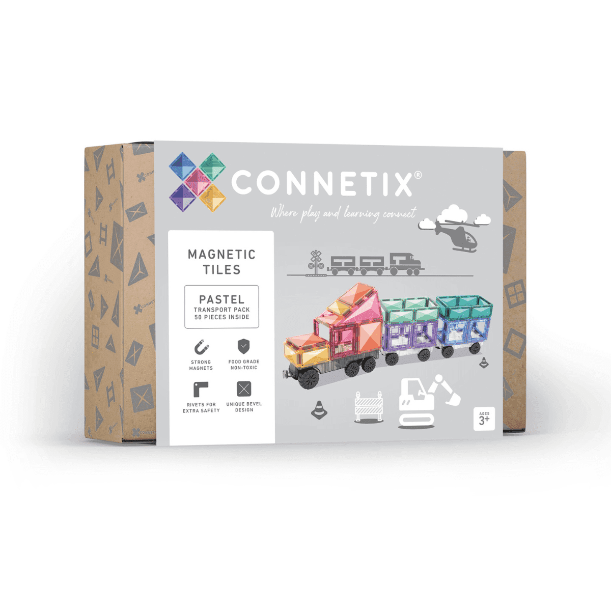 Magnetic Tiles - 50pc Pastel Transport Pack