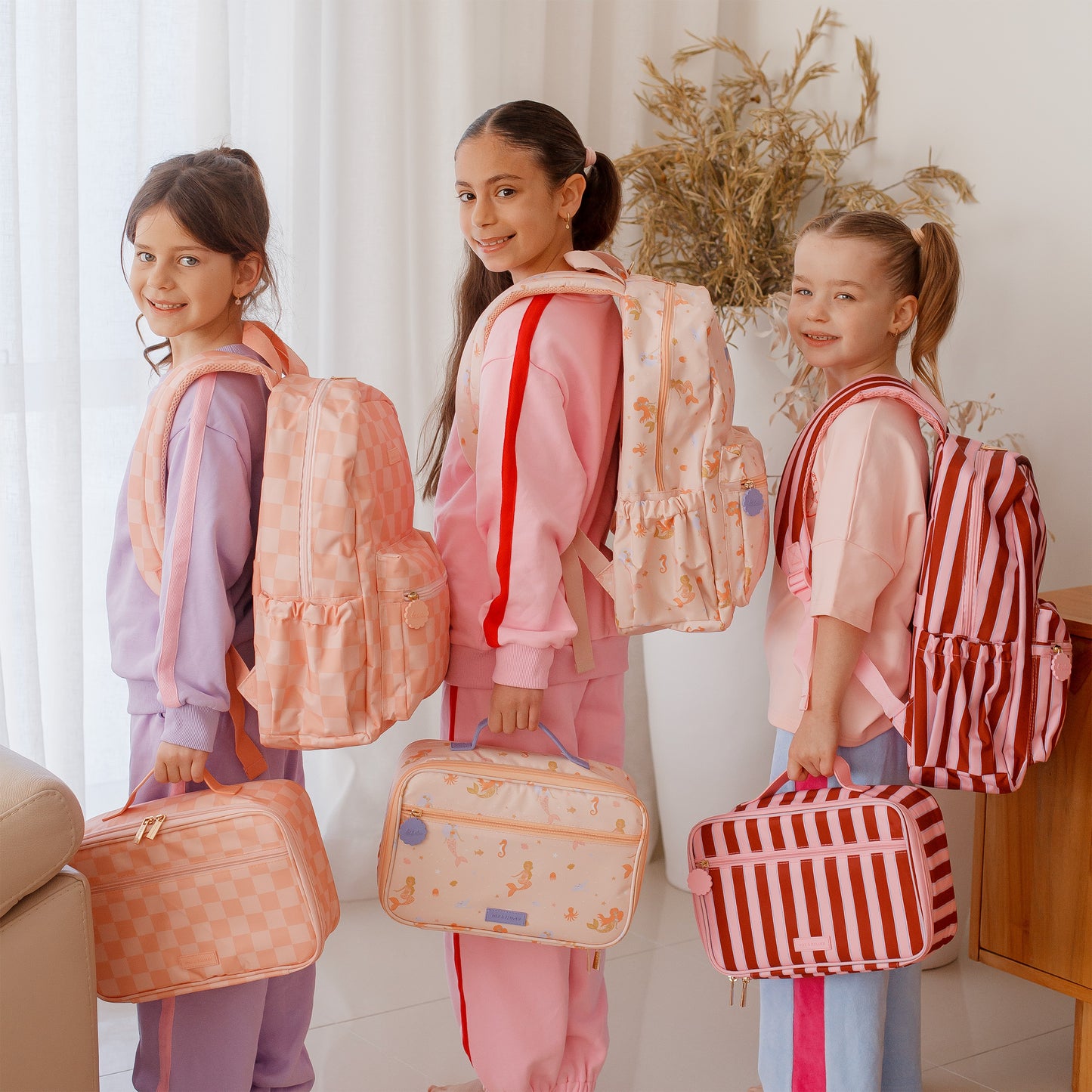 Large Lunch Bag - Peach Check