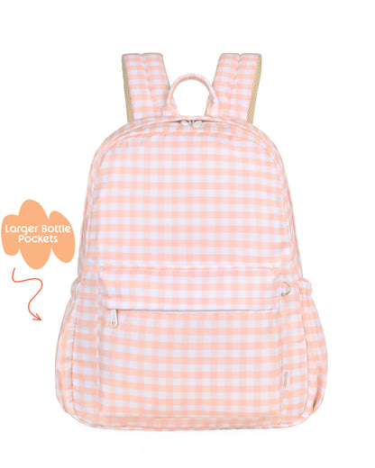 OLD Peach Gingham Junior Kindy/School Backpack - Extra Deep