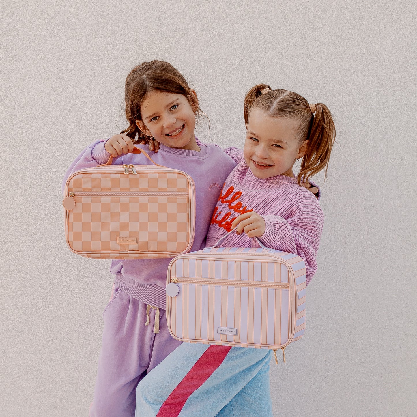 Large Lunch Bag - Peach Check