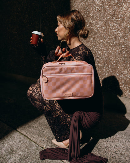 Large Lunch Bag - Peach Check