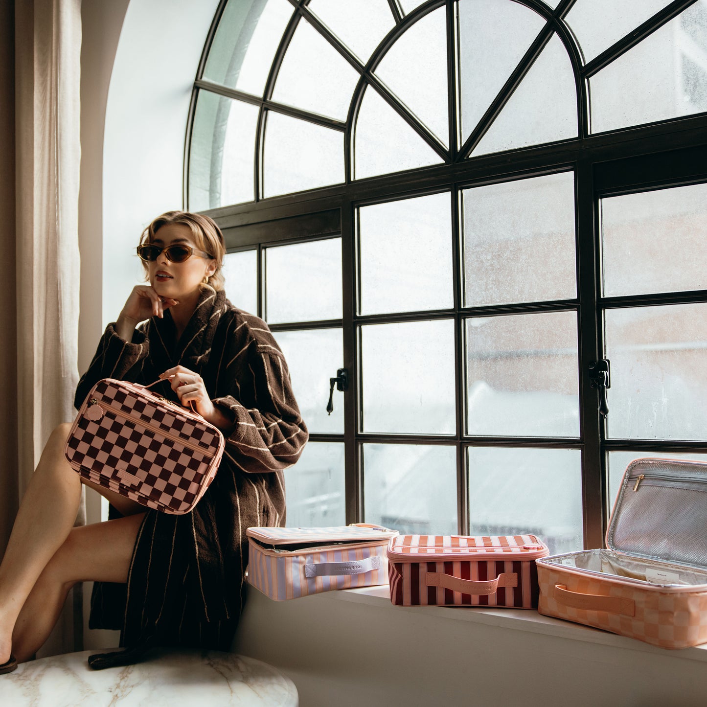 Large Lunch Bag - Burgundy Stripe