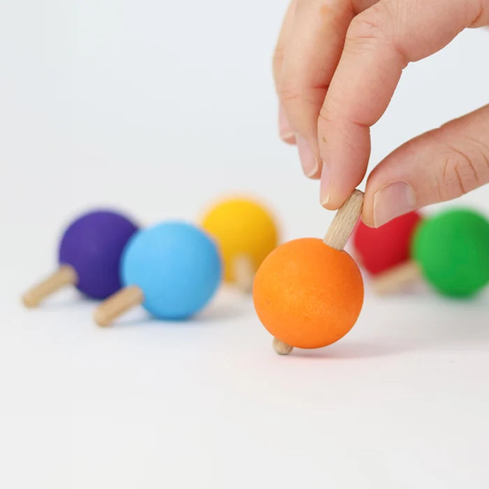 Grimms 6 Spinning Tops - Rainbow