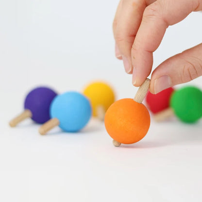 Grimms 6 Spinning Tops - Rainbow