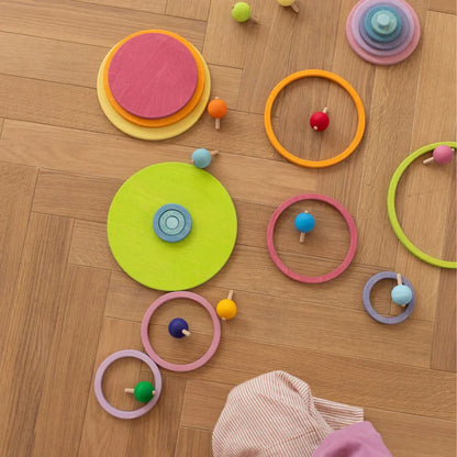 Grimms 6 Spinning Tops - Rainbow