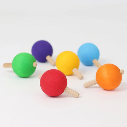 Grimms 6 Spinning Tops - Rainbow
